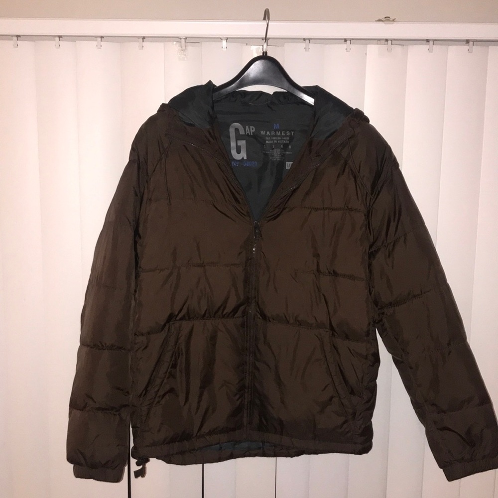 Gap Men’s Winter Coat w/ Hood - Brown, Medium